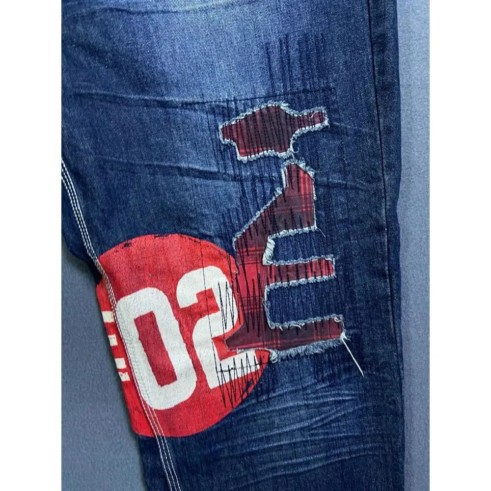 Born Fly Anytown USA Distressed Patch Paint Streetwear Denim Jeans Mens 42 44x35